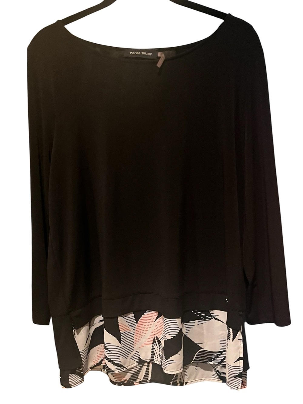 Ivanka Trump Black Top with Layered Floral Chiffon